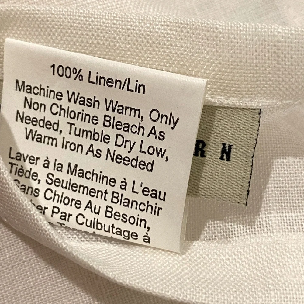 POTTERY BARN Cream Linen with Ribbon Guest/Hand Towel